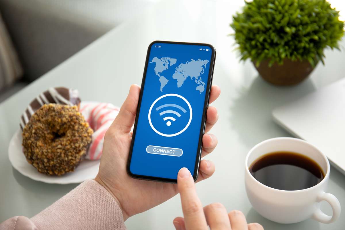 Searching for public Wi-Fi on phone app How to Stay Safe Using Public Wi-Fi