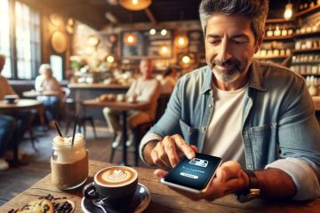 What You Need To Know About Mobile Payment Security While Traveling customer paying for a cappuccino in a café