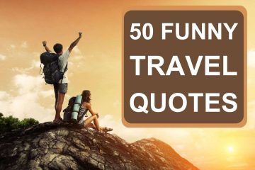 funny hilarious and witty travel quotes - image of couple on top of mountain at sunset