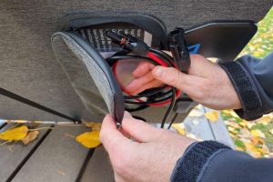 Back of solar panel cables