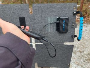 Back of BLUETTI SORA 60 Solar Panel charging phone direct from solar panel