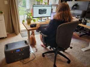 BLUETTI Apex 300 Review in office chargingl aptop and monitor