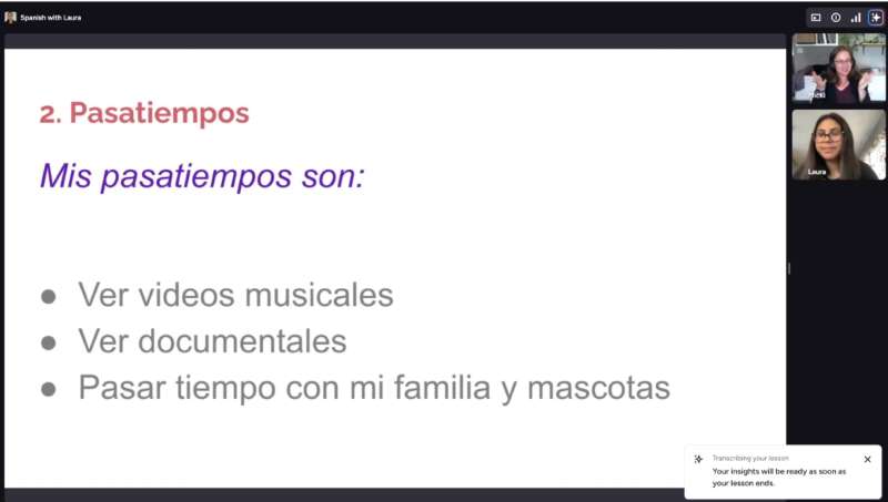 Preply Laura Pasatiempos Spanish lesson (Custom)